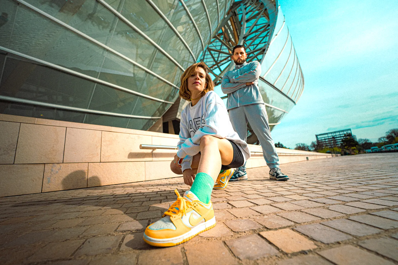 Duo de modèles en baskets, série photo pour une marque du Goëlo
